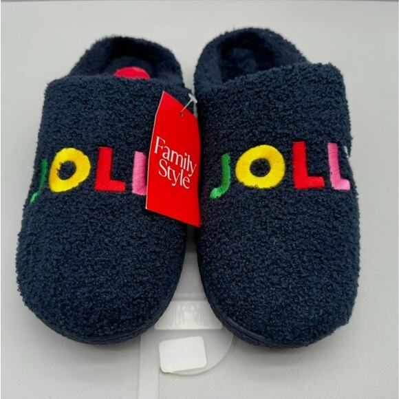 Family PJs Slippers Mens XL 12-13 JOLLY Colorful Festive Comfy Lounge Bright - Picture 2 of 7